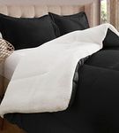 Elegant Comfort Premium Quality Heavy Weight Micromink Sherpa-Backing Reversible Down Alternative Micro-Suede 3-Piece Comforter Set, Queen, Black