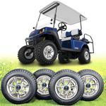 YouLeGo - Golf Cart Wheel Covers 10 inch,Improved 7 Spoke Chromed Hub Caps for Club Car, E-Z-GO, Yamaha, Star Car, Excar and Other Models. (Set of 4)