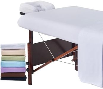 Master Massage Cotton Table Cover Flannel Sheets Set 3 Piece Spa Beauty Bed Cover Soft Massage Linens Set,Include Flat, Face Cushion Cradle Cover, Fitted Sheet (Pure White)