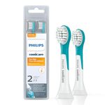 Philips Sonicare for Kids 3+ Genuine Replacement Toothbrush Heads, 2 Brush Heads, Turquoise and White, Compact, HX6032/94