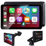 Wireless Apple CarPlay Android Auto Screen, Car Stereo 7" HD Touch Screen Portable Navigation Radio Vedio Player with Bluetooth WiFi, Live Navigation, Voice Control, Mirror Link