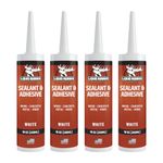 Liquid Rubber Caulk - Hybrid Adhesive and Protective Sealant, White, 4 Pack