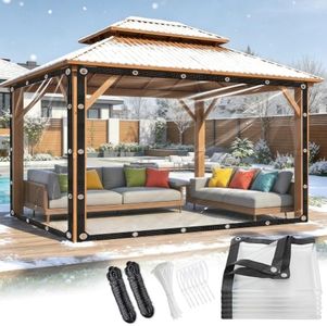 Clear Tarps Heavy Duty Waterproof 12x20ft Clear Vinyl Tarp 14mil Clear Tarp with Grommets Thickened Tear-Resistant Clear Tarps for Outdoor Porches Enclosure Chicken Coop Greenhouse Patio
