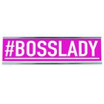 WELLSPRING "#BOSSLADY" Acrylic Desk Sign - Witty and Funny Desk Signs for Office, Perfect Office Gifts for Boss & Co Workers - Modern Office Desk Signs - 8x2 Freestanding Funny Desk Sign