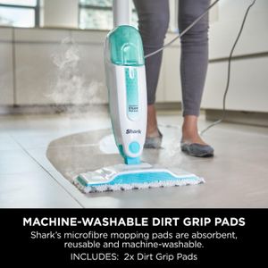 Shark Steam Mop – White/Green, Lightweight Floor Cleaner
