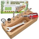 Panda Brothers Montessori Screwdriver Board Set - Wooden Montessori Toys for 4 Year Old Kids and Toddlers, Learning Sensory Bin Toys Preschool Materials, Fine Motor Skills Toys, Waldorf toys STEM toys