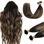 DOORES UTips Real Human Hair Extensions Virgin Hair, 18 Inch 50g/50s, Balayage Dark Brown to Chestnut Brown Remy Hair Extensions, Hair Extensions Real Hair