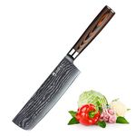 JOURMET 7" Damascus Cleaver Knife with Japanese VG10 Super Steel Core, Professional 67-layer Handmade PAKKA Wood Handle with S/S 430 Bolster