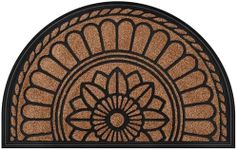 Mibao Half Round Door Mat, Non-Slip Welcome Entrance Way Mat, Durable Rubber Door Mats, Low-Profile Heavy Duty Doormat, Half Circle Mats for Garage, Patio, High Traffic Areas, 24" x 36", Coffee