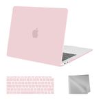 MOSISO Compatible with MacBook Air 13 inch Case M1 2021 2020 2019 2018, Hard Shell Cover Compatible for MacBook Air M1 Case 13.3 inch A2337 A2179 A1932 with Keyboard Cover & Wipe Cloth, Rose Quartz