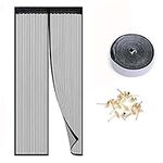 Magnetic Fly Screens for Doors 90 x 210CM,Heavy Duty Bug Mesh Curtain Magnetic Door Screen, Super Quiet Stripes Encryption Keep Bugs Out & Let Fresh Air in (Black)