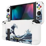 eXtremeRate PlayVital Back Cover for Nintendo Switch Console, Handheld Separable Protector Hard Shell for Joycon, Dockable Protective Case for Nintendo Switch - The Great Wave