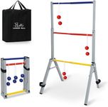 JST GAMEZ Metal Frame Ladder Ball Game Set - Portable Outdoor Games Ladder Toss with Scorekeeper - Includes 6 Bolas and Carry Case