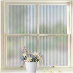 Beautysaid Window Film Privacy Film For Glass Windows, Reeded Glass Opaque Window Film Anti UV, Static Cling with No Glue Self-Adhesive for Home Office Bathroom Bedroom, 44.5 * 200cm