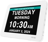 American Lifetime 【New 2024 Dementia Clock Large Digital Clock for Seniors, Digital Clock Large Display with Custom Alarms, Clock with Day & Date for Elderly, Large Number Digital Clock Premium White