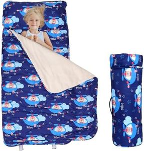 Toddler Nap Mat with Removable Pillow and Blanket, Sleeping Bag for Kids, Lightweight and Soft Slumber Bags for Preschool, Sleeping Mats for Daycare Sweat Absorbing and Breathable