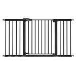 Mom's Choice Award Winner-BABELIO 29-55 Inch Extra Wide Baby Gate, Metal Dog Gate, Pressure Mounted Pet Gate for Stairs & Doorways, NO Tools Needed NO Drilling, with Y Threaded Spindle Rods, Black