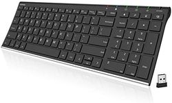 Arteck HW193 USB Wireless Keyboard Stainless Steel Ultra Slim Full Size Keyboard with Numeric Keypad for Computer/Desktop/PC/Laptop/Surface/Smart TV and Windows 11/10/8 Built in Rechargeable Battery