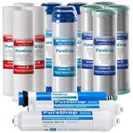 PureDrop PDR-F15-50 Standard 5-Stage 50 GPD Reverse Osmosis System 2-Year Replacement Filter Pack,15 Counts, White, 12x15x15