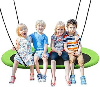 HONEY JOY 150CM/60'' Giant Platform Saucer Tree Swing Set, 300KG Weight Capacity, Outdoor Saucer Tree Swing with Adjustable Hanging Ropes, Children Swing for Backyard Park (Green)