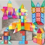 ToyMagic Magnetic Building Tiles|28 Piece Transparent Clear Crystal Set for Boys Girls Kids|Educational Creative Learning Activity Building Block Toddler STEM Toys|Children Ages 3+|Made in India