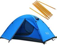 3 Season 2-Person Double Layer Waterproof Dome Backpacking Tent Aluminum Rod Windproof for Camping Hiking Travel Climbing (Blue-2 Person)