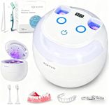 Ultrasonic Retainer Cleaner Machine, 45kHz Ultrasonic Cleaner for Dentures, U-V Light, 4 Modes for Retainer, Dentures, Aligners, Mouth Guards, Night Guards, Toothbrush Heads, Whitening Trays, Jewelry