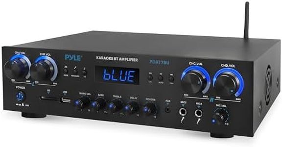 Pyle Bluetooth Home Audio Theater Amplifier Stereo Receiver- 4 Channel, 800 Watt Sound System w/ MP3,USB,SD,AUX,RCA,FM,MIC, Headphone, Reverb Delay, LED Vol, for Home/Studio/Theater Speakers- PDA77BU