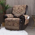 LUFEIJIASHI Recliner Chair Covers Non Slip Waterproof Large Recliner Covers for Leather Recliner,Electric Reclining Chair Covers for Living Room Dog Sofa Recliner Cover Furniture Protective Brown