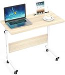 Soges Mobile Side Table 31.5 Inches Tablet with Slot & Wheels Mobile Laptop Computer Desk Adjustable Movable Laptop Computer Stand, White Maple