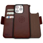 Dreem Fibonacci iPhone 14 Pro Wallet case / 2-in-1 Shockproof case and Detachable Vegan Leather Folio, MagSafe Compatible, RFID Protection [Coffee]