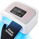 Aedavey Cordless Gel Nail Light 120W Nail Dryer for All Gel Nails, LED Nail Lamp with 4 Timer Modes - Professional Curing - Auto Sensor - LCD Screen, Portable Gel Light for Nails for Home & Salon (Sparkly Silver Diamond)