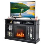 DORTALA Electric Fireplace TV Stand for TVs Up to 55 Inches, Fireplace Entertainment Center with Cabinets & Adjustable Shelves, Remote Control, Black