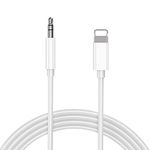 Car Aux Cable for iPhone 8 Aux Cord for Car to 3.5mm Jack Headphone Adapter for Aux Cable to Car Stereo Speaker Compatible for iPhoneXS/XR/X/8/7Plus/11pro/iPad/iPod and All iOS System Upgraded - White