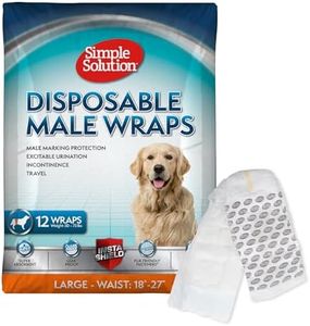 Simple Solution Disposable Dog Diapers Wraps for Male Dogs, True Fit, Absorbent, Leak Proof with Wetness Indicator, Puppy and Doggie Diaper for Peeing, for Large Pets, 18-27 Inch Waist, 12 Count