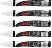 Uni Ball - Uni Mitsubishi Pencil - Marqueurs Craie Chalk Marker PWE-5M - Multi-Usage - Résistant à la Pluie - Idéal Vitre Miroir Tableau Ardoise - Pointe Conique Medium - Lot de 5 - Blanc