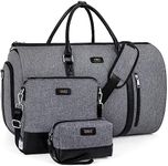 4pcs Convertible Garment Duffel Bag for Travel - 50L 2-in-1 Carry On Weekender Overnight Bag with Toiletry Bag, Fits Suits & Dresses, Trolley Sleeve, Hanging Suit Compartment, Waterproof Shoe Pocket