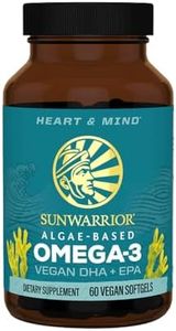 Sunwarrior Vegan Omega 3 DHA & EPA Supplement Algal Oil Preferred Alternative to Fish Oil Supports Brain Eye Joint & Heart Health (60 Count)