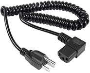 RIIEYOCA Right Angle Computer Power Coiled Cord,90 Degree 18AWG NEMA 5-15P to IEC 320 C13 10A 150V TV Power Spring Cable for Monitor, PC, Desktop, Printer, Scanner(R)