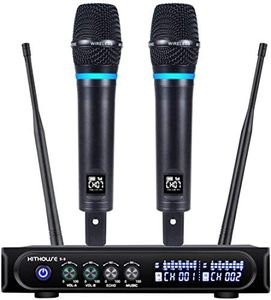 Kithouse S9 UHF Rechargeable Wireless Microphone System Karaoke Microphone Wireless Mic Cordless Dual with Bluetooth Receiver Box + Volume Control ECHO for Karaoke Singing Speech Meeting Church