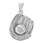 Solid 925 Sterling Silver Softball Glove and Ball Charm Pendant