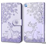 Annuo Wallet Case for iphone 6s/6(4.7") Leather Case Shockproof Magnetic Kickstand Sika Deer Pattern Flip Phone Case for iphone 6s/6(4.7") Wallet Case with Card Holder Silicone Strap purple