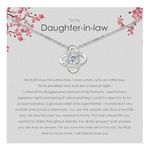 Famdecor Daughter in Law Necklace Daughter in Law Gifts from Mother in Law Sterling Silver Rhinestone Knot Necklace for Daughter in Law Birthday Gifts