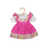 Bigjigs Toys Pink dress with striped trim (for Size Medium Doll) DOLLS ONLY