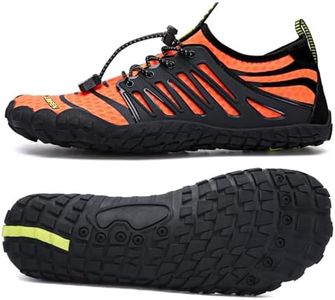 UBFEN Water Shoes Aqua Shoes Swim Shoes Mens Womens Beach Sports Quick Dry Barefoot for Boating Fishing Diving Surfing with Drainage Driving Yoga Size 7.5 Women / 6.5 Men E Orange