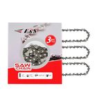 E & S 3 Pack Low Kickback Chain Saw Chain 10 Inch .043" Gauge 3/8" LP Pitch 40 Drive Links, Semi Chisel 10 Inch Chainsaw Chain for Echo Craftsman Echo Husqvarna Chicago and More