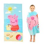Franco Peppa Pig Kids Super Soft Lightweight 100% Recycled Bath/Pool/Beach Towel Made from Recycled Plastic Bottles, 58 in x 28 in, (100% Official Licensed Peppa Pig Product), Large