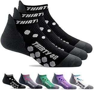 Thirty 48 Compression Low-Cut Running Socks Men Women (Large - Women 9-10.5 // Men 10-11.5, [3 Pairs] Black/Gray)