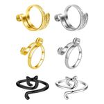 WELANE Knitting Ring, 6 PCS Adjustable Metal Open Crochet Ring for Hand Weaving, Hook Line Supplies, Crocheters (6 Kind)