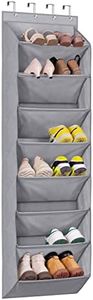 KEETDY Over the Door Shoe Organizer with 8 Deep Pockets, Hanging Shoe Rack for Closet Hanger Fits 20 Pairs Shoe Holder for Narrow Door Shoe Storage, Grey